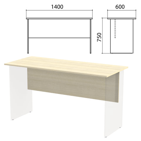 Столешница, царга стола письменного "Канц" 1400х600х750 мм, цвет дуб молочный, СК21.15.1