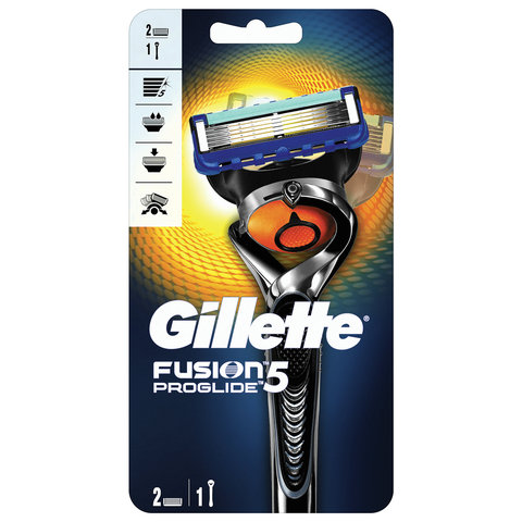 Бритва GILLETTE (Жиллет) "Fusion ProGlide", с 2 сменными кассетами, для мужчин