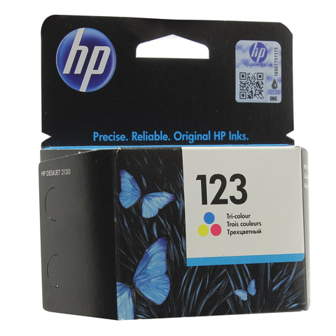 Картридж струйный HP (F6V16AE) Deskjet 2130, №123, цветной, оригинальный, ресурс 100 стр.