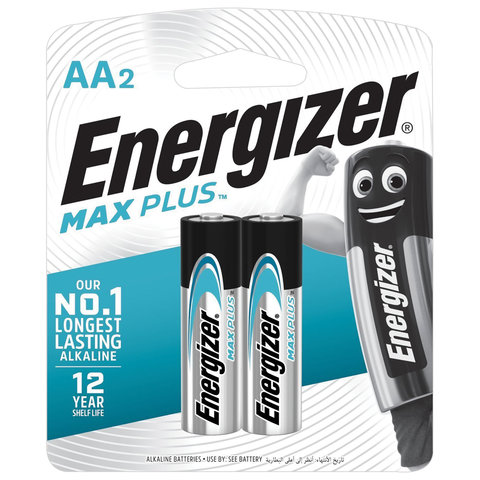 Батарейки КОМПЛЕКТ 2 шт., ENERGIZER Max Plus, AA (LR06,15А), алкалиновые, пальчиковые, блистер, E301323101