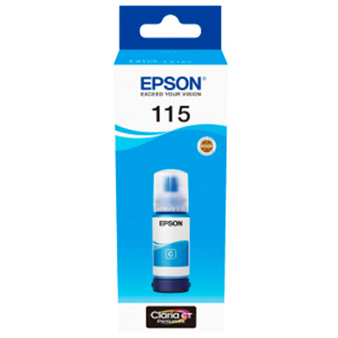 Чернила EPSON 115 (C13T07D24A) для СНПЧ L8160/L8180, голубые, объем 70 мл, ОРИГИНАЛЬНЫЕ,  C13T07D24A