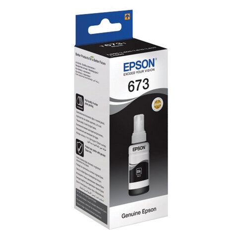 Чернила EPSON 673 (T6731) для СНПЧ Epson L800/L805/L810/L850/L1800, черные, ОРИГИНАЛЬНЫЕ, C13T67314A