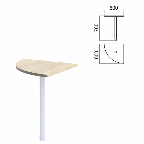 Стол приставной угловой "Арго", 600х600 мм, БЕЗ ОПОРЫ, ясень шимо