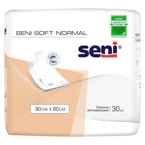 Пеленки 60х90 см, SENI SOFT NORMAL, КОМПЛЕКТ 30 шт., впитывающие, одноразовые, SE-091-SN30-J03