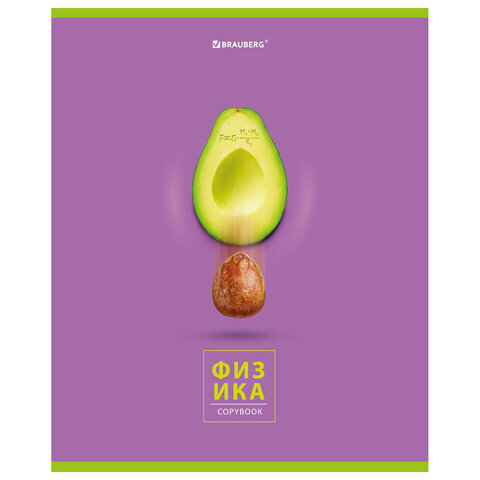 Тетрадь предметная "AVOCADO" 48 л., глянцевый лак, ФИЗИКА, клетка, BRAUBERG, 404283