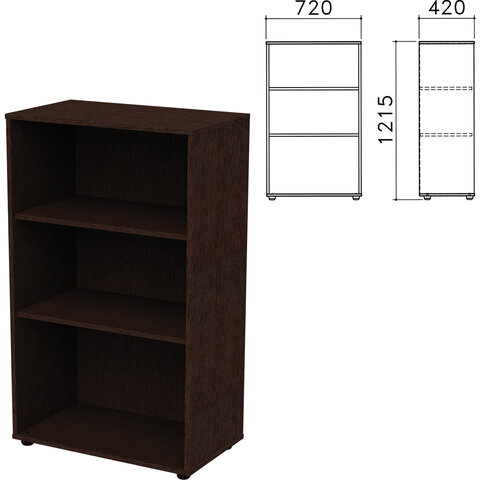 Шкаф (стеллаж) "Приоритет", 720х420х1215 мм, 2 полки, венге, К-933, К-933 венге