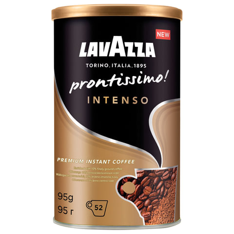 Кофе молотый в растворимом LAVAZZA "Prontissimo Intenso", сублимированный, 95 г, жестяная банка, 5331