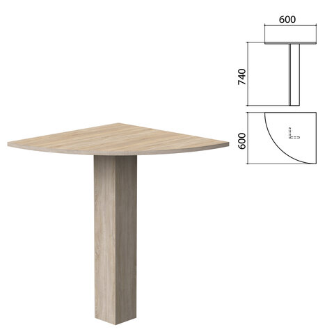 Стол приставной угловой "Бюджет" 600х600х740 мм, дуб сонома, 402664-091