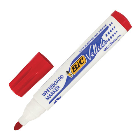 Маркер стираемый для белой доски КРАСНЫЙ, BIC "Velleda", 1,4-5 мм, эргономичный корпус, 904939