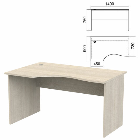 Стол эргономичный "Арго", 1400х900х760 мм, левый, ясень шимо (КОМПЛЕКТ)