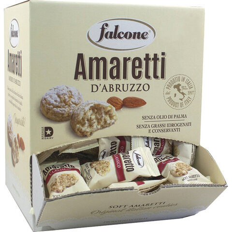 Печенье сдобное FALCONE "Amaretti" мягкое classico, 1 кг (100 шт. по 10 г), в коробке Office-box, MC-00014395