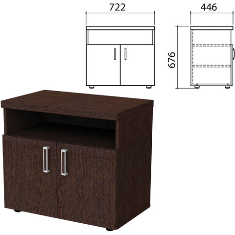 Тумба для оргтехники "Приоритет" 722х446х676 мм, 2 двери, полка, венге, К-928, К-928 венге