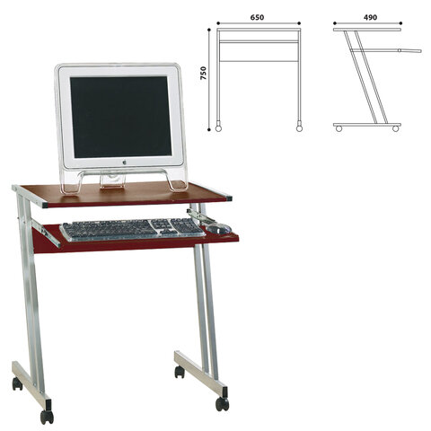 Стол компьютерный на металлокаркасе, 650х490х750 мм, ЛДСП, цвет "орех", Д-249
